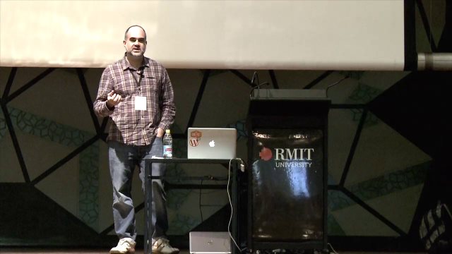 Screenshot of Stephen Cronin talking at WordCamp Melbourne 2013